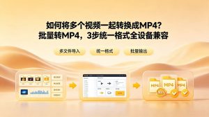 如何将多个视频一起转换成MP4？批量转MP4，3步统一格式全设备兼容