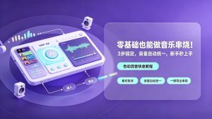 零基础也能做音乐串烧！3步搞定，音量自动统一，新手秒上手！
