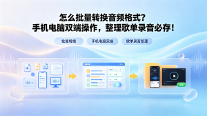 怎么批量转换音频格式？手机电脑双端操作，整理歌单录音必存！
