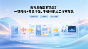 短视频配音有杂音？一键降噪+音量增强，手机也能出工作室效果