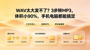 WAV太大发不了？3步转MP3，体积小90%，手机电脑都能搞定