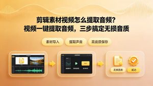 剪辑素材视频怎么提取音频？视频一键提取音频，三步搞定无损音质