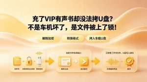 充了VIP有声书却没法拷U盘？不是车机坏了，是文件被上了锁！